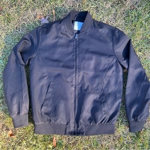 Topman Topman Black Bomber Jacket  Ribbed Cuffs Zip Closure Modern size Small
